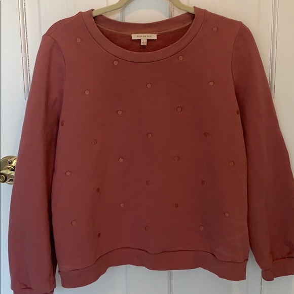 Skies Are Blue Tops - Skies are Blue Embroidered Polka dot Sweatshirt